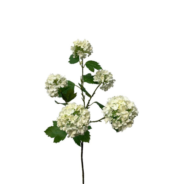 Kunstbloem snowball spray 83cm creme