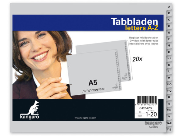 Tabbladen 2 rings A-Z kunststof