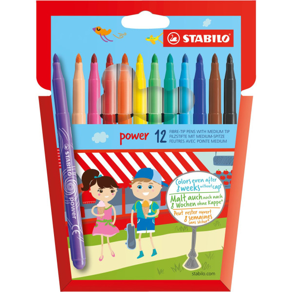 STABILO power viltstift etui 12 kleuren
