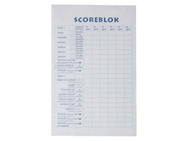 Scoreblok 9.4x14.5cm 250vel pak a 5st