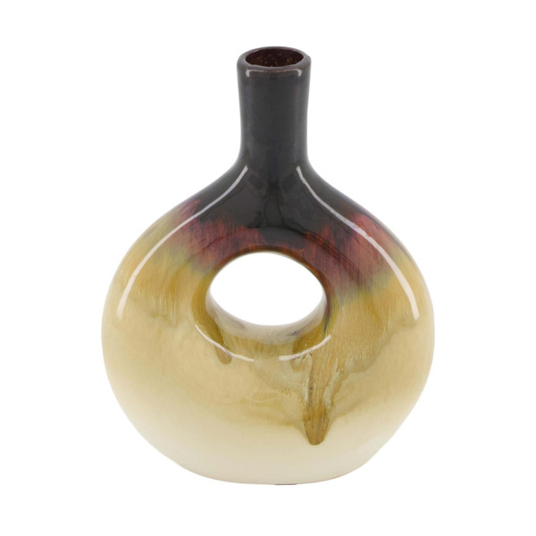Vaas keramiek crème/bruin 16x7,5x20,5cm