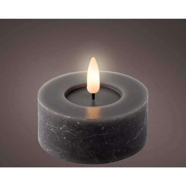 LED Theelichtset 2 wax grijs Ø7xH6cm