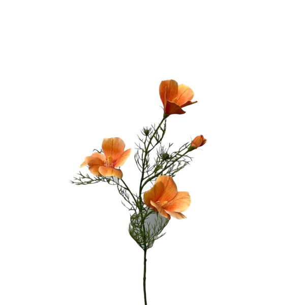 Kunstbloem hibiscus spray 68cm oranje