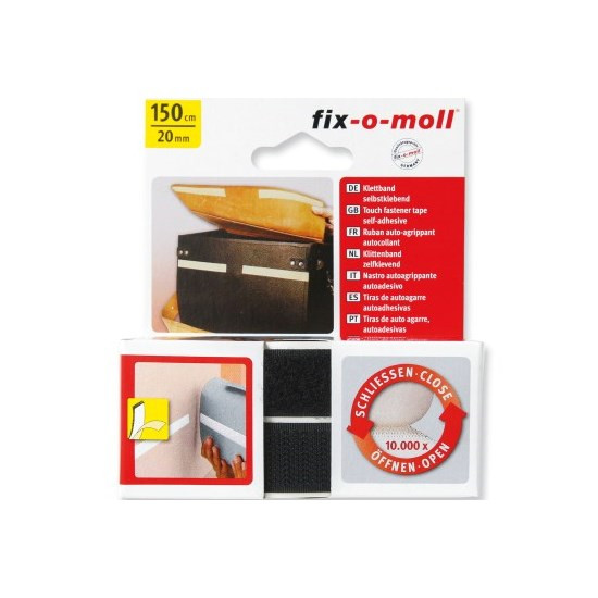 Fix-o-moll plak klittenband 150cm zwart