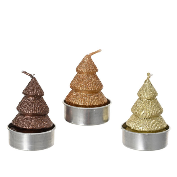 Theelicht kerstboom set a 4 Ø3,8xH5,5cm