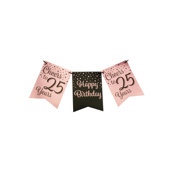 Vlaggetjesslinger roze/zwart - 25