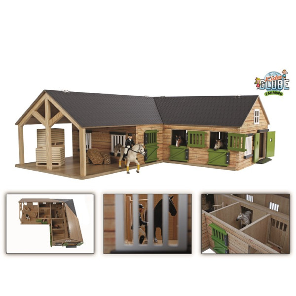 Kids Globe paardenhoekstal met 3 boxen