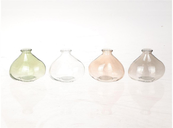 Vaas glas 11,5x7,5x9,5cm pastelkleuren