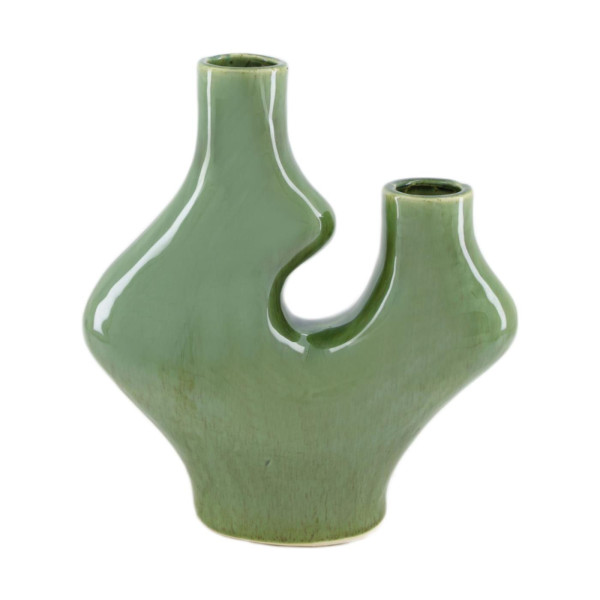 Vaas keramiek groen 23,5x9x25,5cm