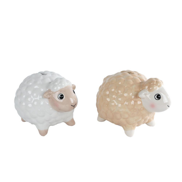 Spaarpot Schaap wit/beige aardewerk