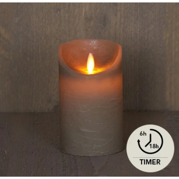 LED Rustiek stompkaars taupe 7,5x12,5cm