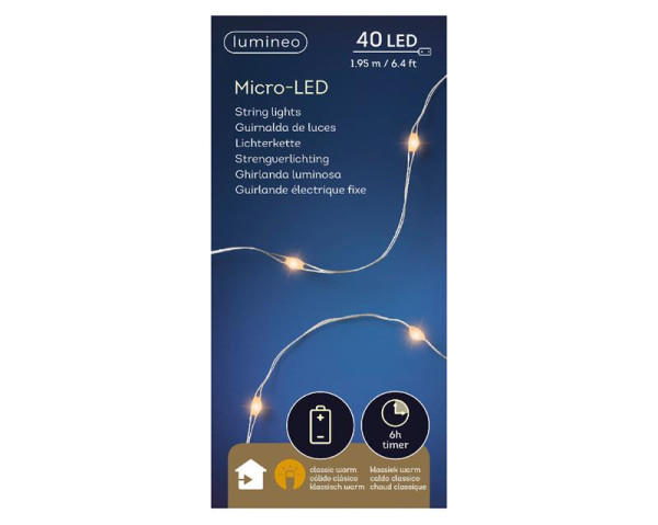 Micro LED snoer zilver195cm 40L