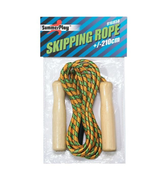 Springtouw neon met houten greep
