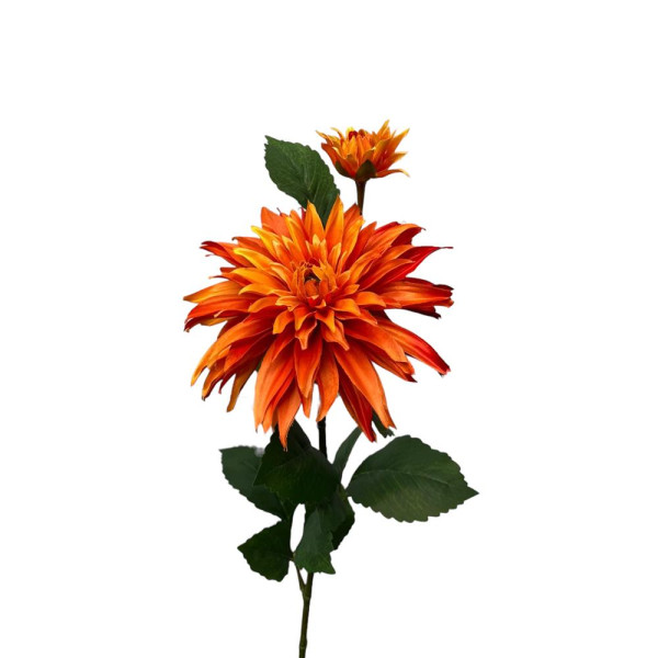 Kunstbloem dahlia +knop 74cm oranje