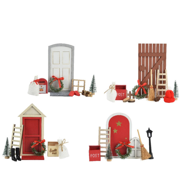 Kerstdorp accessoires set hout 15x6x24cm