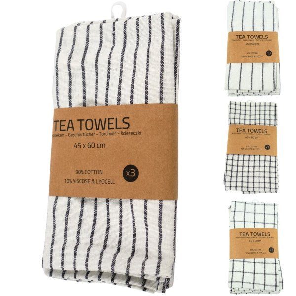 Theedoekset 3-delig 45x60cm 4 assorti