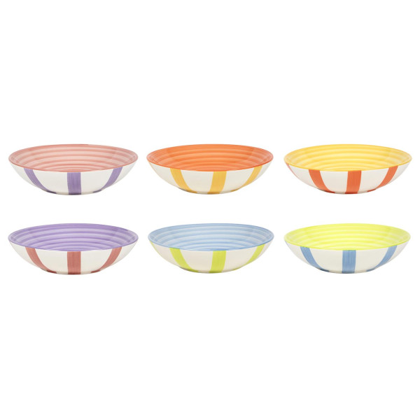 Diepbord summer stripes Ø19cm 6 stuks