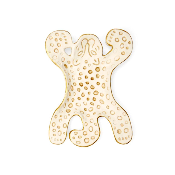 Decoratie schaaltje luipaard wit 13cm