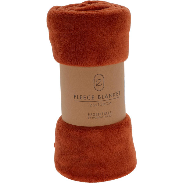 Fleece deken roestkleur 125x150cm