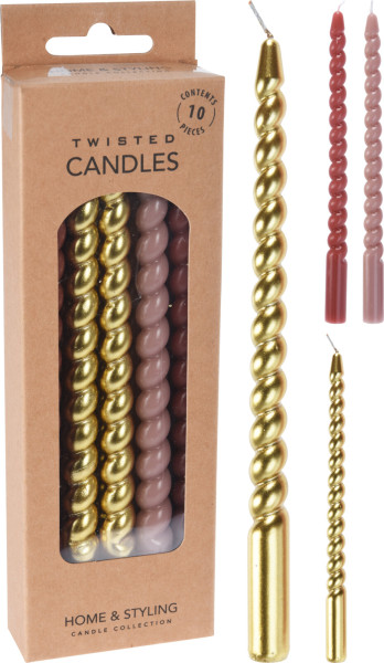 Kaarsjes gedraaid mini 17cm set a 10