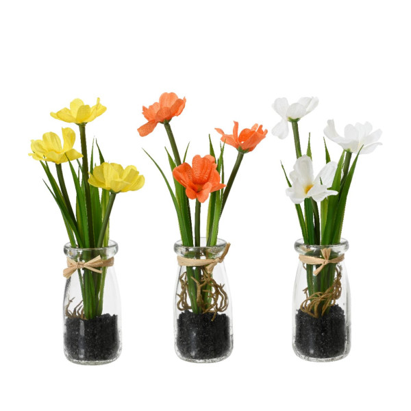 Kunstplant Calliopsis in glas H22cm