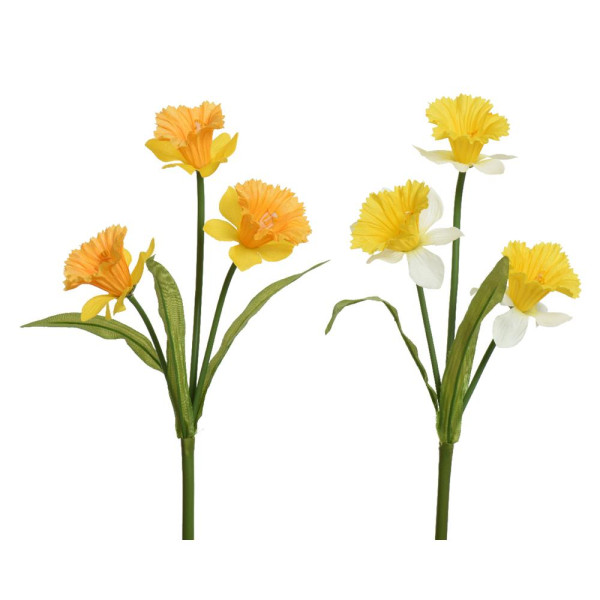 Kunstbloem Narcis h60cm geel 2 assorti