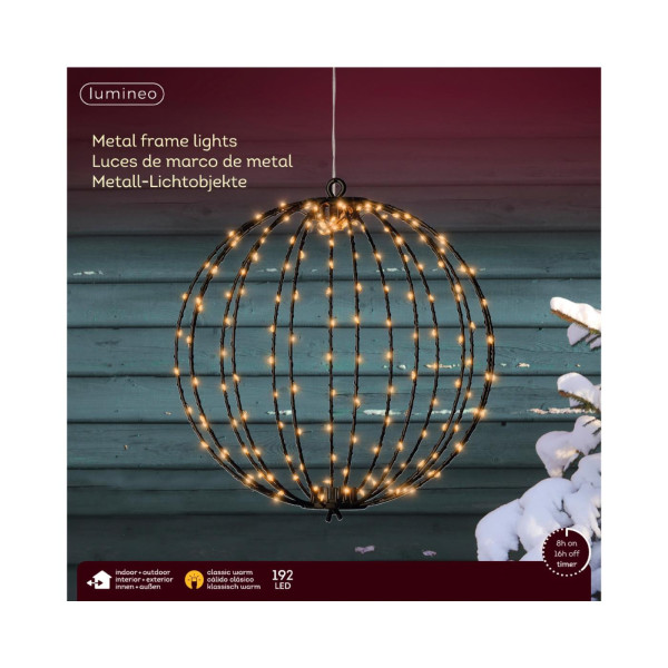 Lichtbol 192LED metaal met timer Ø28cm